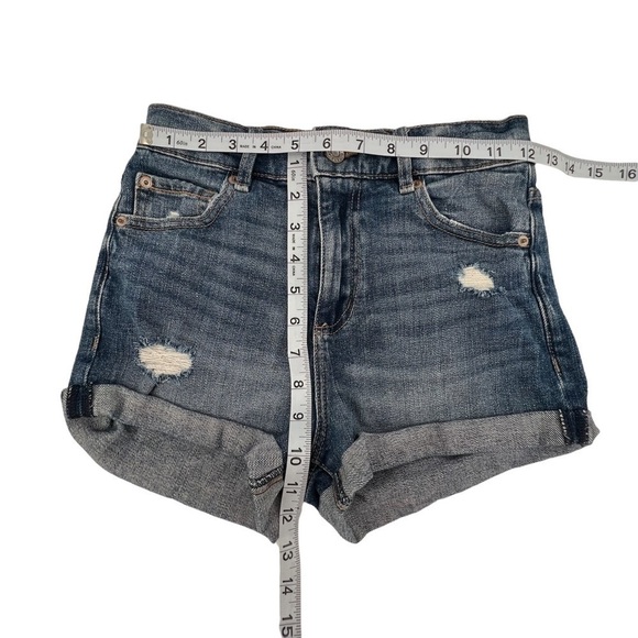 Garage Retro High Waisted Distressed Cuffed Hem Jean Shorts Size 1 Women’s - Picture 5 of 8